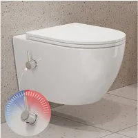 HOROW Dusch-WC Taharet WC - Spülrandloses WC mit Bidet Funktion und Einhebelarmatur, wandhängend, Abgang Waagerecht, Bidet WC, Einfache Montage