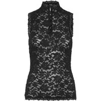 rosemunde Spitzentop Delicia lace top aus elastischer Baumwollspitze mit Stehkragen und Knopfleiste