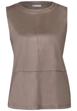Street One - Velours-Top mit Ziernähten braun - Gr. - 36