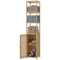 Homfa Hochschrank aus Bambus Badezimmer-Hochschrank Badregal 169cm
