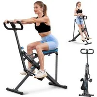 MERACH Bauchtrainer Fitnessgerät für Zuhause, Bauchmuskeltrainer, Rückentrainer (3 einstellbare Widerstandsbänder, bis 158 kg belastbar, klappbar, Platzsparend, verstellbarem Sitz, Armlehne und Lenker, LCD-Monitor), Kniebeugentrainer, Heimtrainer, Ba