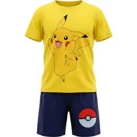 POKÉMON Schlafanzug Pokemon Pikachu Kinder kurz Pyjama Schlafanzug Gr. 98 bis 128, 100% Baumwolle