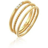 Elli Ring-Set Zirkonia Kordel Basic Stapel (3 tlg) 925 Silber, Ring Set