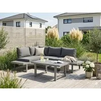 KONIFERA Gartenlounge-Set Hamburg, (Set, 14-tlg., Tisch:100x60x60/40cm,abnehmbare Rückenlehnen,individuell aufstellbar), höhenverstellbarer Tisch, inkl. Schutzhülle, Aluminiumgestell