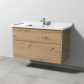 Sanipa 3way Waschtischunterbau zu Duravit Starck 3 Waschtisch mit 2 Auszügen, Eiche Natural-Touch BR71285