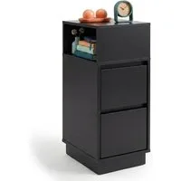 relaxdays Nachttisch Schmaler Nachttisch im Set, schwarz, 1er-Pack