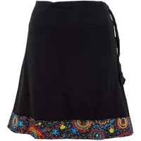 Guru-Shop Minirock Minirock mit besticktem Saum, Boho chic Rock,.. alternative Bekleidung