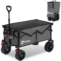 Sekey Bollerwagen 150 KG Bollerwagen Faltbar Handwagen mit Bremsen und breiten Reifen, Patentiertes, 4-fach zusammenklappbares Design, Kein Zusammenbau nötig