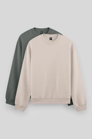 Herren Unifarben Rundhals-Sweatshirt