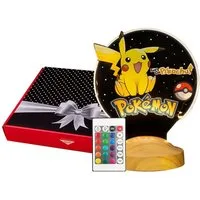 Geschenkelampe LED Nachttischlampe Pikachu 3D Nachtlicht Pokemon Fans Babyzimmer Deko, Leuchte 7 Farben fest integriert, Geschenk für Jungen, Mädchen, Geburtstagsgeschenk