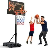 KM - Fit Basketballkorb Basketballständer höhenverstellbar mobil mit Rollen 110-210 cm (Basketballständer 110-210 cm), stabiler Standfuß, wetterfest und ideal für Outdoor-Nutzung