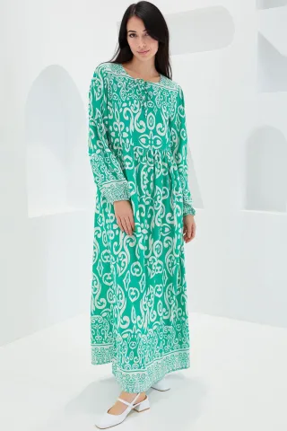 Muster Maxi-Kleid mit Bindeband