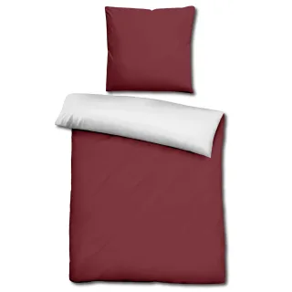 Sleezzz® Renforcé Wendebettwäsche dunkelrot/weiß 135 x 200 + 80 x 80 cm