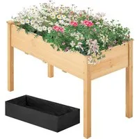 Yaheetech Hochbeet Pflanzkasten aus Massivem Tannenholz, Blumenbeet mit Einlegentasche für Garten/Hof/Balkon/Außenbereich