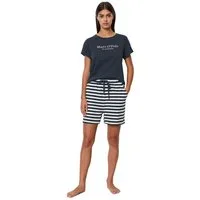 Marc O'Polo Pyjama Mix & Match Cotton-Woven (Set, 2 tlg) mit großem Marken-Logo auf der Brust