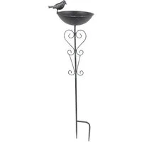 BURI Gartenstecker Metall Gartenstecker Vogeltränke Vogelbad Wasserstelle Futterschale