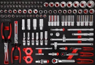 KS Tools 1-4'' + 3-8'' + 1-2'' Steckschlüssel-Satz in Schaumstoffeinlage, 111-tlg - 811.0111