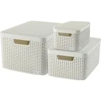 Curver Organizer Style Box L+M+S (Set, 3 St), Aufbewahrungsbox, stapelbar mit und ohne Deckel