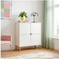 en.casa Sideboard, »Reyri« mit 4 Türen 90 x 80 x 35 cm Metallgestell Weiß/Goldfarben