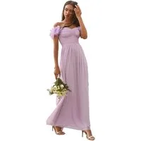 LIPSY Maxikleid Schulterfreies Maxikleid mit 3D-Blumen, Brautmode (1-tlg)