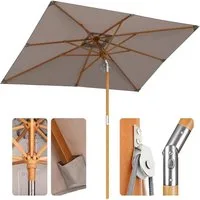 Sekey Rechteckschirm 300 cm x 200 cm Holz Sonnenschirm Eckig Gartenschirm Terrassenschirm, LxB: 300,00x200,00 cm, Aus ausgewähltem Massivholz