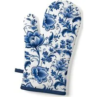 Ambiente® Topfhandschuhe Delft Blue florals, (1-tlg., 1-teilig), Ofenhandschuh wattiert Größe: ca.18x30cm