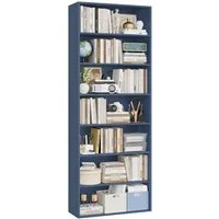 Homfa Bücherregal, 210cm Standregal, Bücherschrank mit 7 Fächern, blau