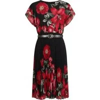 ITALY VIBES Plisseekleid - elegantes Kleid mit Gürtel - Midikleid mit plissiertem Rock ONE SIZE / passend für Größe S - L