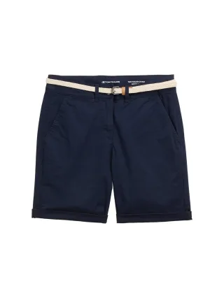 Tom Tailor - Chino Bermuda Shorts mit Gürtel sky captain blue - Gr. - 38