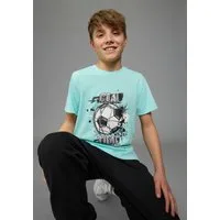KIDSWORLD T-Shirt Shirt mit Fußballmotiv: GOAL TIME für Jungen, Kurzarm, Rundhalsausschnitt
