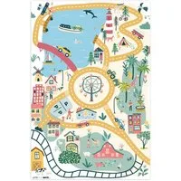 LetsPlaymats Spielmatte Riesenrad - Stadt - Tiere - Auto - Kinder, Krabbelmatte Baby, rutschfest, Jungen, Mädchen, 70x105 cm