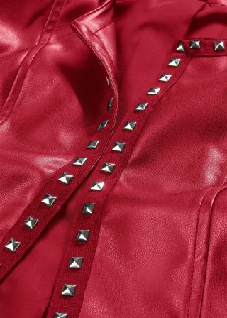bonprix Lederimitat-Jacke, rot, Gr.40, Zeitloser Lederimitat-Blazer mit NietenLederimitat