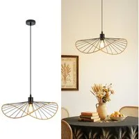 ZMH Pendelleuchte Schwarz Esstisch Hängelampe E27 Retro Wohnzimmerlampe Boho Ø 50cm, ohne Leuchtmittel, Deckenlampe, E27, Hängeleuchte, Hängelampe