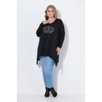 MIAMODA T-Shirt Langarmshirt A-Linie Glitzersteinchen-Krone