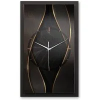 Kreative Feder Wanduhr 3D Designer-Wanduhr Black & Gold (ohne Ticken, Funk- oder Quarzuhrwerk, elegant, außergewöhnlich, modern)