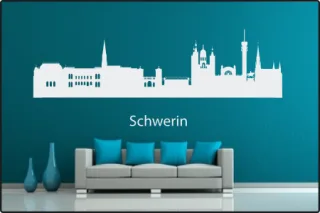 Wandtattoo "Stadt Skyline Städteskyline Silhouette SCHWERIN"
