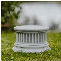 gartendekoparadies.de Gartensockel Sockel Podest mit Kanneluren rund, Steinsockel, H. 16 cm, 13 kg, 26x30x16 cm, Frostsicher