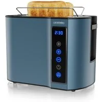 Arendo Toaster 2-Scheiben, Wärmeisoliertes Doppelwandgehäuse, Display Restzeitanzeige, 2 kurze Schlitze, für 2 Scheiben, 800 W, Kurzschlitz, Brötchenaufsatz, 7 Bräunungsgrade, Touchpanel