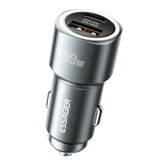 ESSAGER ES-CC16 89W 2-Port USB PD Car Charger Adapter USB-A+USB-C PD QC3.0 Support FCP SCP VOOC Fast Charging for iPhone