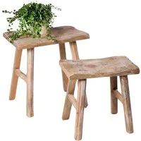 Dekoleidenschaft Blumenhocker "Rustikal" aus Holz im Antik Stil, Blumenhocker, Sitzhocker, Fußhocker (2 St., im Set), Pflanzenhocker, Dekohocker im Used-Look, Holzhocker, Kinderhocker