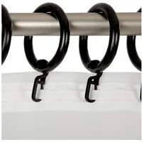 Bestlivings Gardinenstange, 1-läufig, Gardinenring - schwarz - Ø40mm, Gardinenring (silber) Ø40mm , Gardinenringe Ø40mm inkl. Faltenleghaken