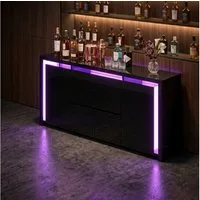 PXloue Kommode Hochglanz Sideboard (LED-Ambientebeleuchtung) Breite 160 cm, Beistellschrank mit 4 Fächern und 2 Schubladen( Push-to-open-Funktion)