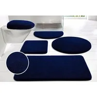 OTTO home Badematte Merida, Badvorleger, Badezimmer Teppich, Höhe 32 mm, rutschhemmend beschichtet, schnell trocknend, strapazierfähig, fußbodenheizungsgeeignet, Kunstfaser, 2-tlg. Hänge-WC Set, Badteppich, Uni Farben, rechteckig, rund & als 2-tlg. S