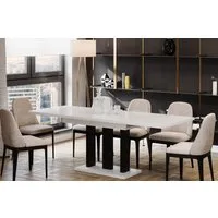 Endo-Moebel Esstisch Appia Esstisch 130–210cm ausziehbar für 8 Personen Tischbeine schwarz, Ausziehbar 130-210 cm (2x40 cm), Platte 36mm, 3 Beine, schwarz matt