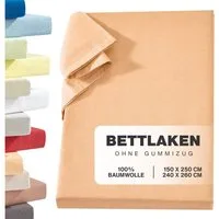 Carpe Sonno Betttuch Linon Haustuch Bettlaken ohne Gummizug Baumwolle Leintuch Laken Decke, Baumwolle, Gummizug: ohne, (1 Stück), Überwurf Bett Sofa Sessel leichte Sommer Bettdecke 150x250