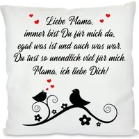 Herzbotschaft Dekokissen Kissen mit einseitigem Motiv Liebe Mama immer bist du für mich da, Kissenhülle mit Füllung