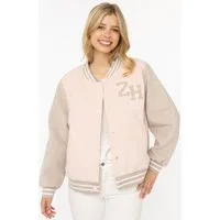 Zwillingsherz Bomberjacke „College Uni“ abgesetzte Ärmel, gestreifte Bündchen, Eingriffstaschen, Aufnäher