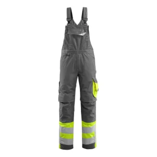 MASCOT Sunderland Latzhose mit Knietaschen SAFE SUPREME Dunkelanthrazit / Hi-vis Gelb 64 - 15669-860-1817-82C64