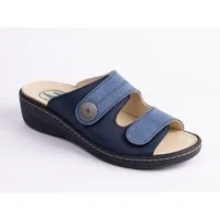 Franken-Schuhe Art. 3020-W40 Farbe: blue sky Damen Pantolette (lose Korkeinlage, Comfortweite "H", Made in Germay) echt Leder, lose Einlage, Weite "H"
