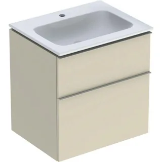 Geberit iCon Waschtisch mit Unterschrank 60 cm 502331JL1 Waschtisch-Set 60x63x48cm, weiß/KeraTect, Korpus sand Hochglanz, Griff sand matt